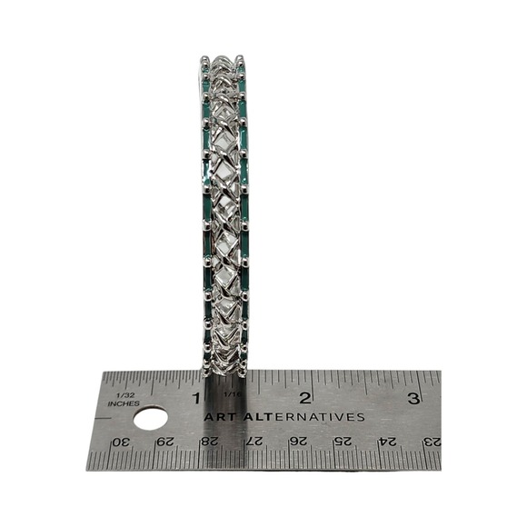 Lia Sophia Crossing Paths Stretch Bracelet Silver Criss-Cross Teal Enamel Accent - Picture 8 of 8